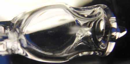 Detail of a failed tungsten halogen light bulb.