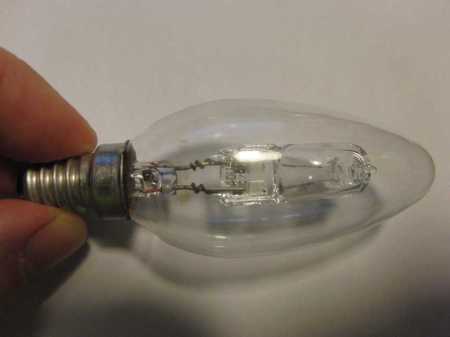 A tungsten halogen light bulb